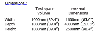 Climatic chamber Dimensions Climatic chamber Dimensions